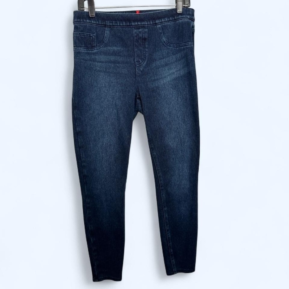 SPANX Pull-On Skinny Jeans Dark Wash Stretch Shaping Denim Sz M Normcore Office‎